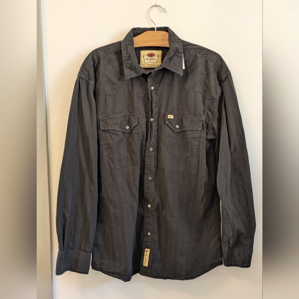 Larry mahan Western shirt Pearl snap buttons black size large
